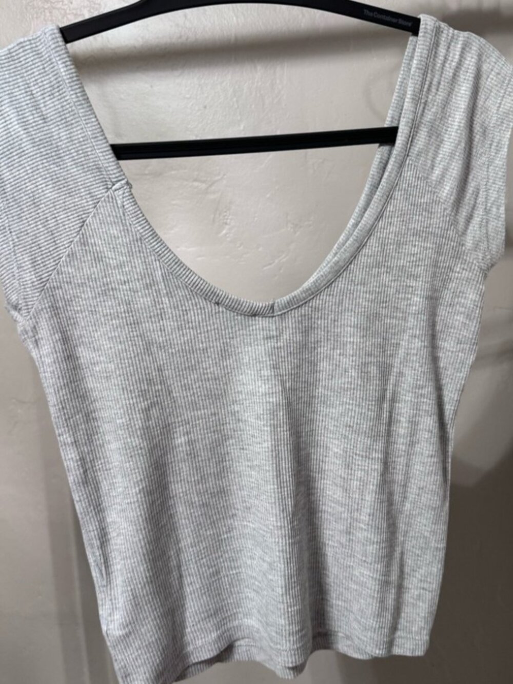 Light Gray Ribbed V-Neck Tank